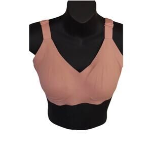 Knix Bra Size 5 Pink Ginger Wide Straps V Neck Stretch Wireless 36DD- 38DD EUC